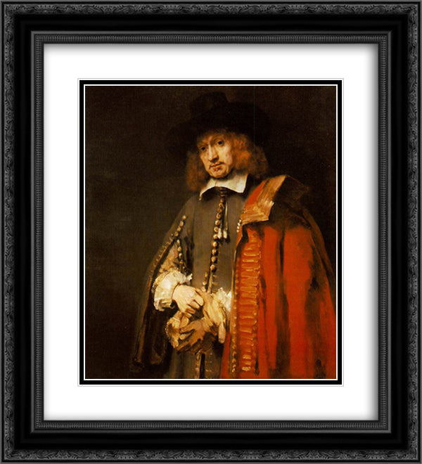 Jan Six 20x22 Black Ornate Wood Framed Art Print Poster with Double Matting by Rembrandt