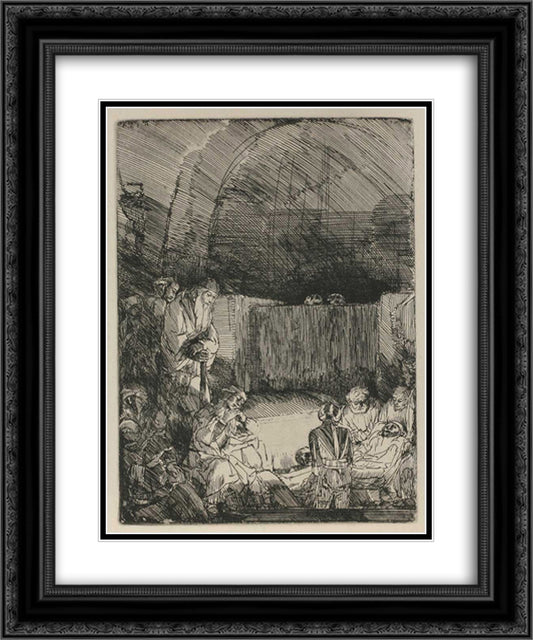 Jesus Christ Entombed 20x24 Black Ornate Wood Framed Art Print Poster with Double Matting by Rembrandt