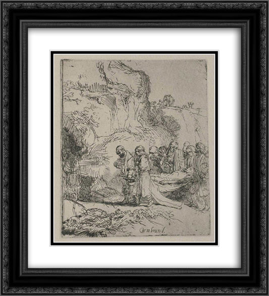 Jesus Christ s Body Carried to the Tomb 20x22 Black Ornate Wood Framed Art Print Poster with Double Matting by Rembrandt