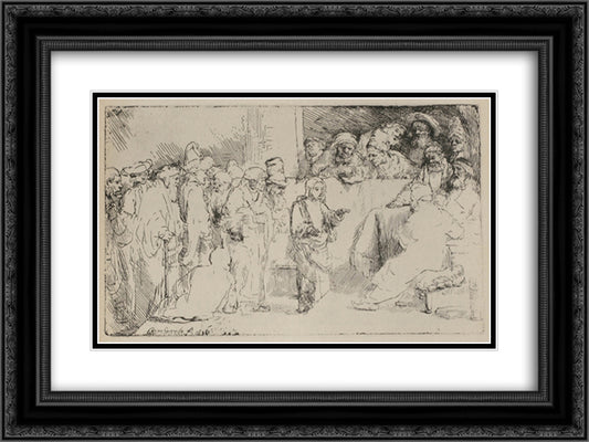 Jesus Disputing the Doctors a Larger Print 24x18 Black Ornate Wood Framed Art Print Poster with Double Matting by Rembrandt