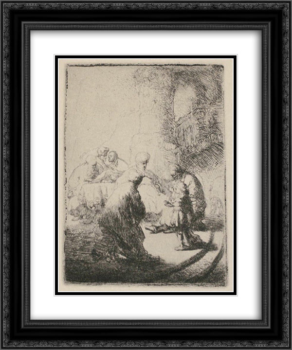 Jesus Disputing with the Doctors 20x24 Black Ornate Wood Framed Art Print Poster with Double Matting by Rembrandt