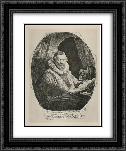 Johannes Uijtenbodaerd 20x24 Black Ornate Wood Framed Art Print Poster with Double Matting by Rembrandt