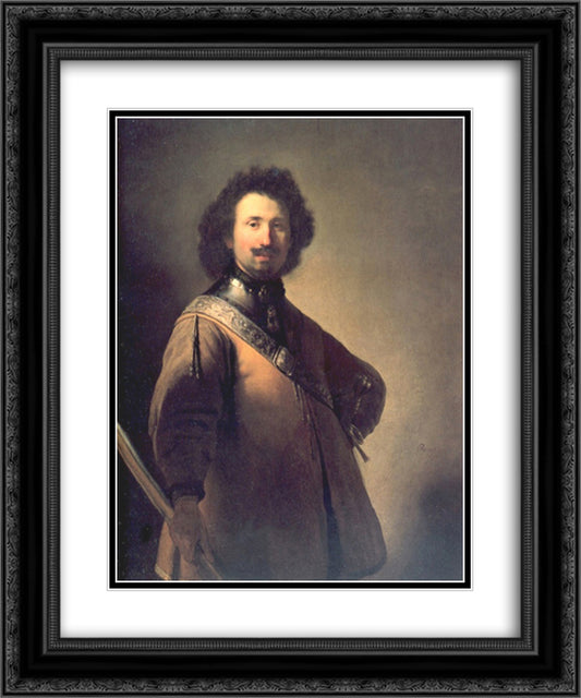 Joris de Caullery 20x24 Black Ornate Wood Framed Art Print Poster with Double Matting by Rembrandt