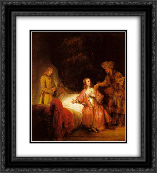 Joseph Accused by Potiphar's Wife 20x22 Black Ornate Wood Framed Art Print Poster with Double Matting by Rembrandt