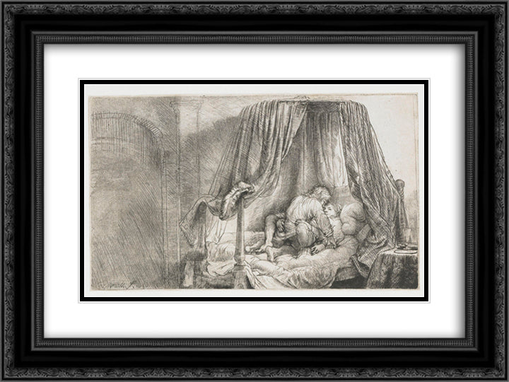 Ledikant 24x18 Black Ornate Wood Framed Art Print Poster with Double Matting by Rembrandt