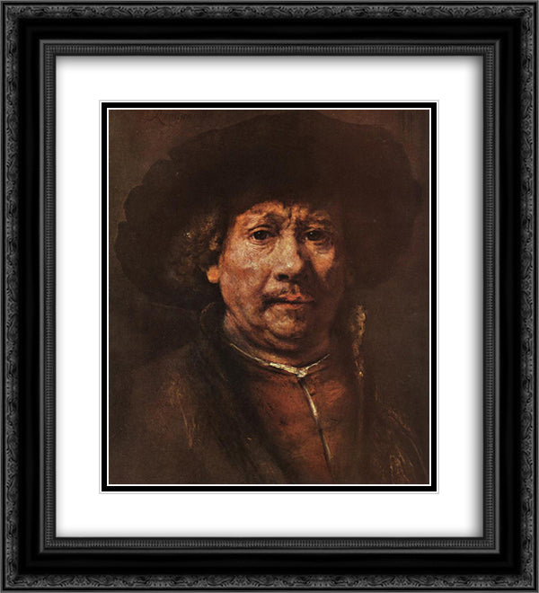 Little Self-portrait 20x22 Black Ornate Wood Framed Art Print Poster with Double Matting by Rembrandt