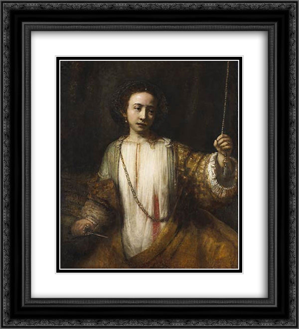 Lucretia 20x22 Black Ornate Wood Framed Art Print Poster with Double Matting by Rembrandt