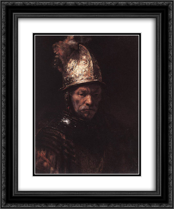 Man in a Golden Helmet 20x24 Black Ornate Wood Framed Art Print Poster with Double Matting by Rembrandt