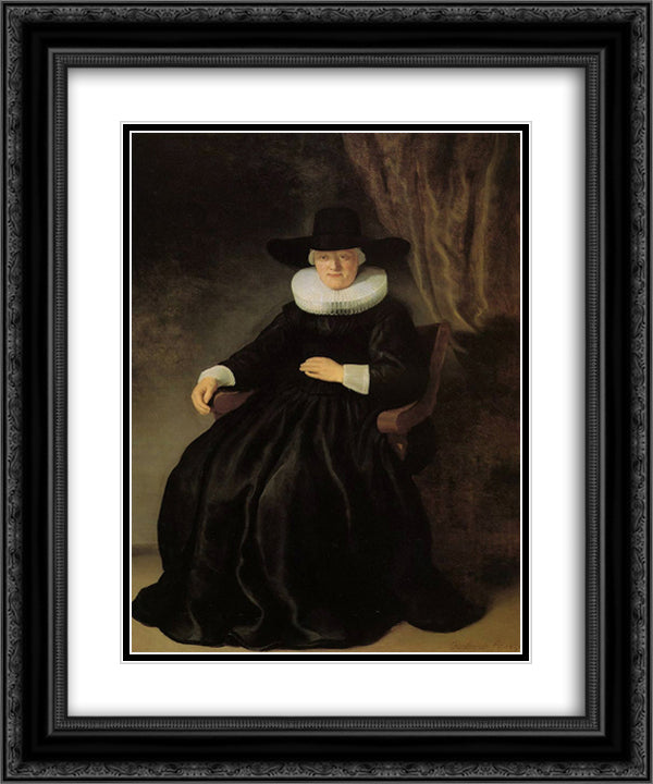 Maria Bockennolle, Wife of Johannes Elison 20x24 Black Ornate Wood Framed Art Print Poster with Double Matting by Rembrandt