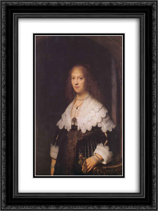 Maria Trip 18x24 Black Ornate Wood Framed Art Print Poster with Double Matting by Rembrandt