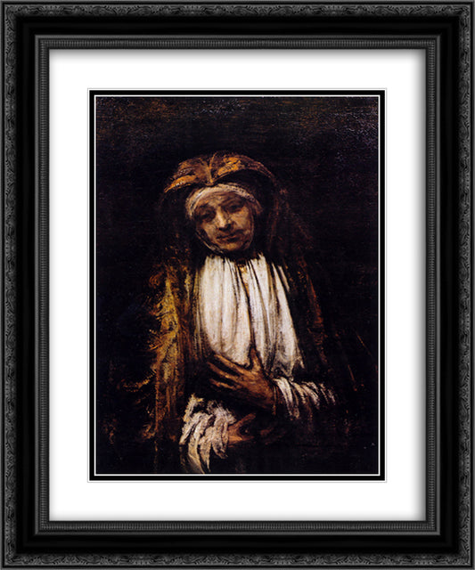 Mater Dolorosa 20x24 Black Ornate Wood Framed Art Print Poster with Double Matting by Rembrandt