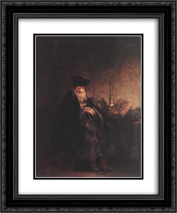 Old Rabbi 20x24 Black Ornate Wood Framed Art Print Poster with Double Matting by Rembrandt