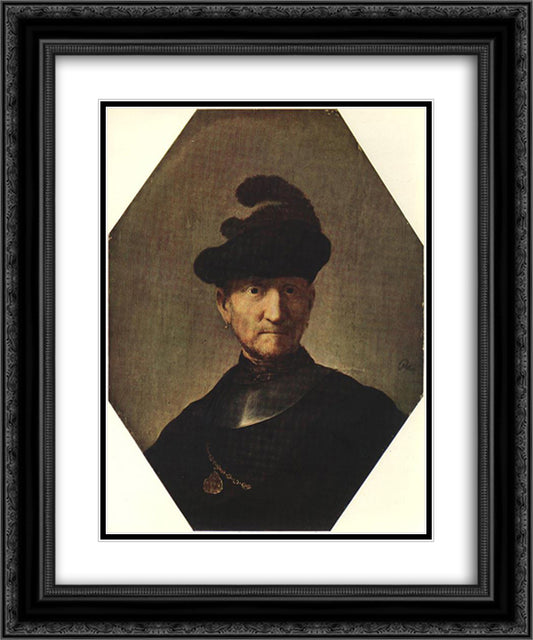 Old Soldier 20x24 Black Ornate Wood Framed Art Print Poster with Double Matting by Rembrandt