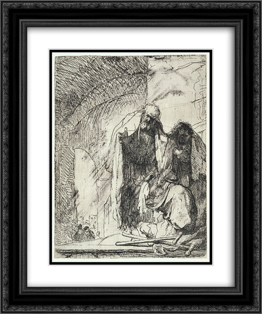 Peter and John at the gate of the Temple 20x24 Black Ornate Wood Framed Art Print Poster with Double Matting by Rembrandt