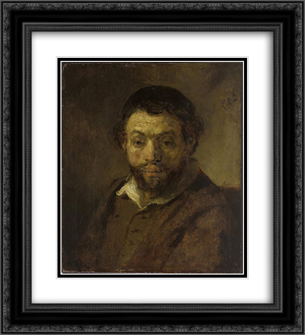 Portrait of a Jewish Young Man 20x22 Black Ornate Wood Framed Art Print Poster with Double Matting by Rembrandt