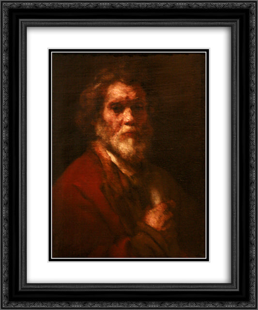 Portrait of a man, workshop of Rembrandt 20x24 Black Ornate Wood Framed Art Print Poster with Double Matting by Rembrandt