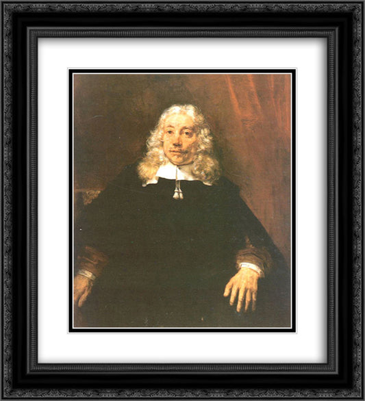 Portrait of a Man 20x22 Black Ornate Wood Framed Art Print Poster with Double Matting by Rembrandt