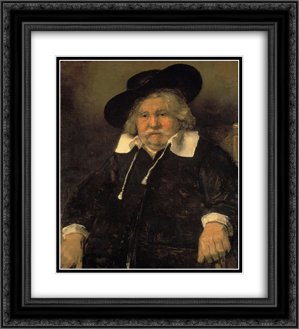 Portrait of an elderly man 20x22 Black Ornate Wood Framed Art Print Poster with Double Matting by Rembrandt