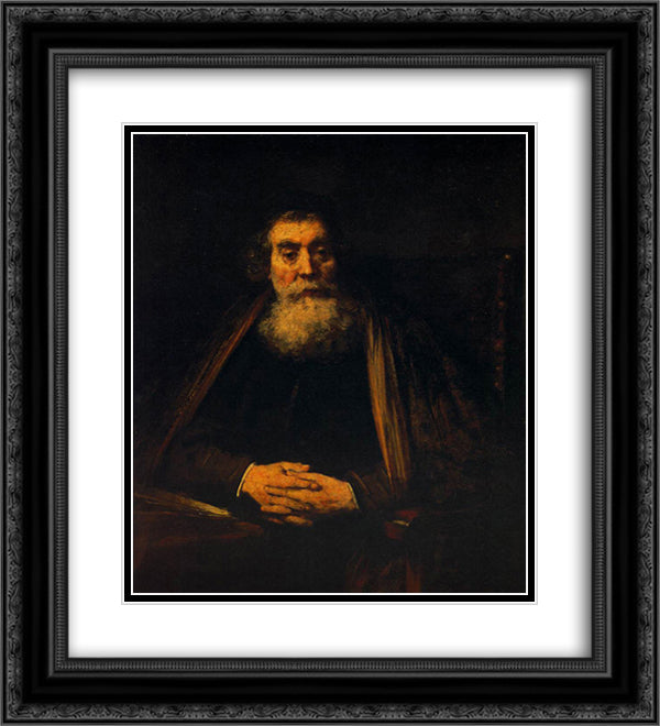 Portrait of an Old Man 20x22 Black Ornate Wood Framed Art Print Poster with Double Matting by Rembrandt