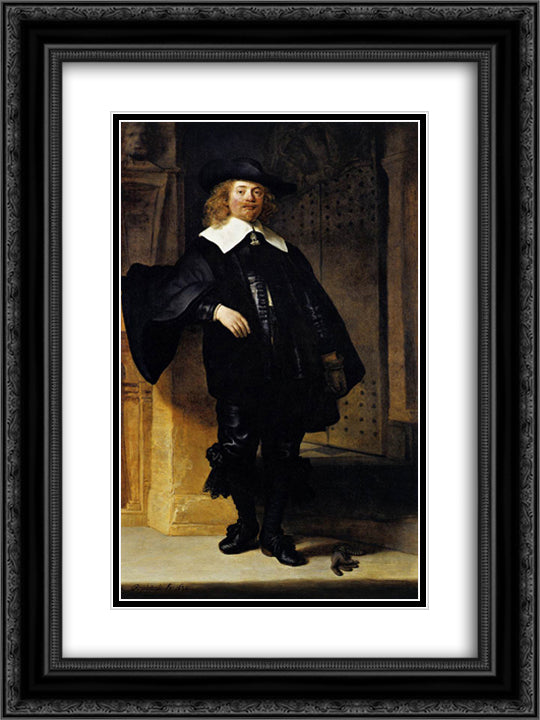 Portrait of Andries de Graeff 18x24 Black Ornate Wood Framed Art Print Poster with Double Matting by Rembrandt