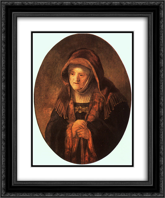 Portrait of artist's mother 20x24 Black Ornate Wood Framed Art Print Poster with Double Matting by Rembrandt