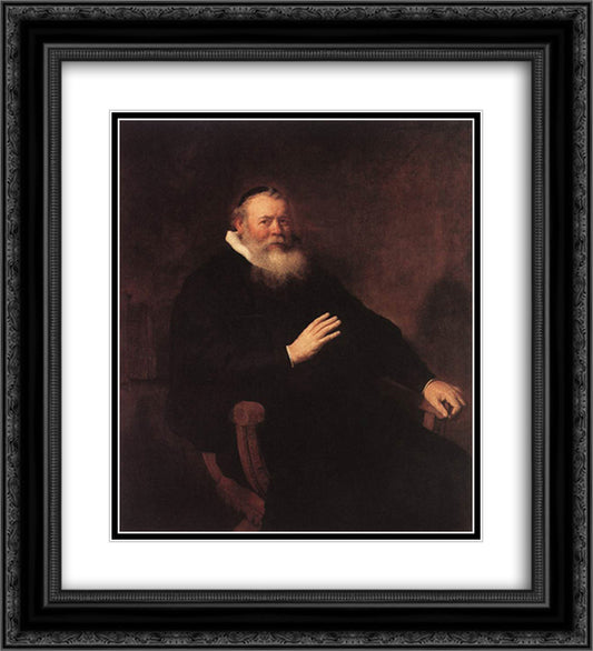 Portrait of Eleazer Swalmius 20x22 Black Ornate Wood Framed Art Print Poster with Double Matting by Rembrandt