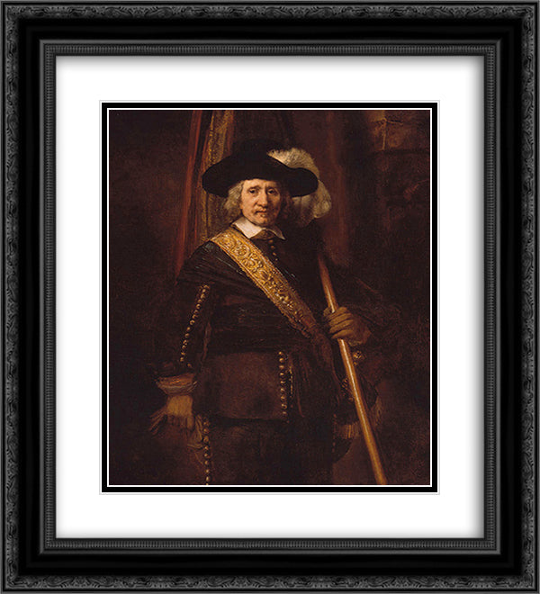 Portrait of Floris Soop 20x22 Black Ornate Wood Framed Art Print Poster with Double Matting by Rembrandt