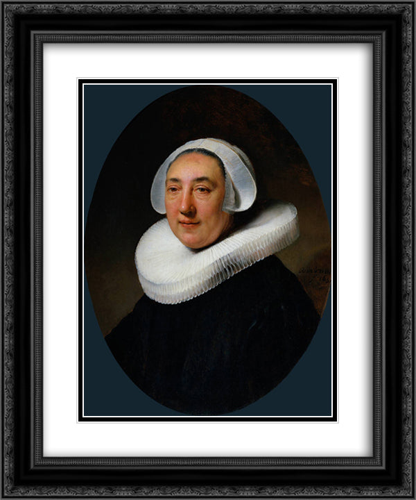 Portrait of Haesje van Cleyburgh 20x24 Black Ornate Wood Framed Art Print Poster with Double Matting by Rembrandt