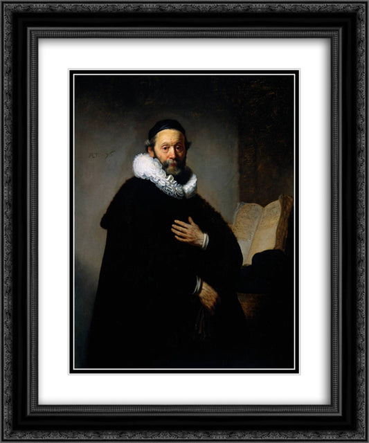 Portrait of Johannes Wtenbogaert 20x24 Black Ornate Wood Framed Art Print Poster with Double Matting by Rembrandt