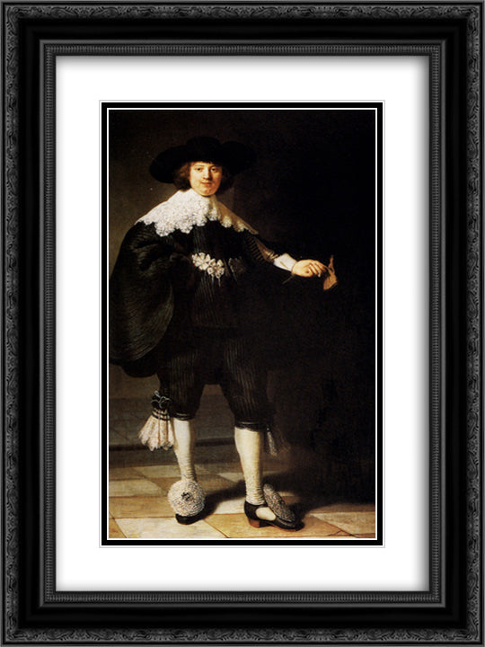 Portrait Of Maerten Soolmans 18x24 Black Ornate Wood Framed Art Print Poster with Double Matting by Rembrandt