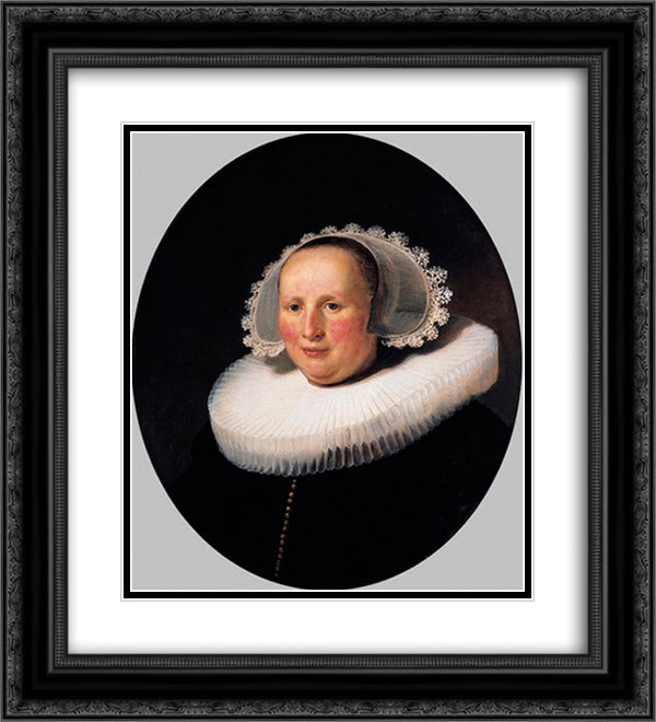 Portrait of Maertgen van Bilderbeecq 20x22 Black Ornate Wood Framed Art Print Poster with Double Matting by Rembrandt