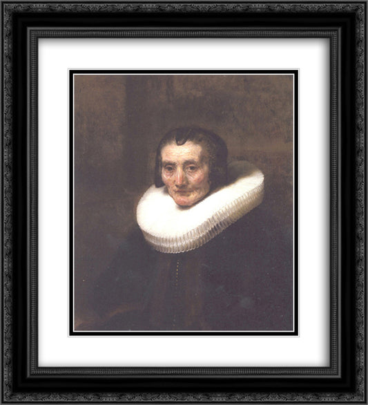 Portrait of Margeretha de Geer 20x22 Black Ornate Wood Framed Art Print Poster with Double Matting by Rembrandt