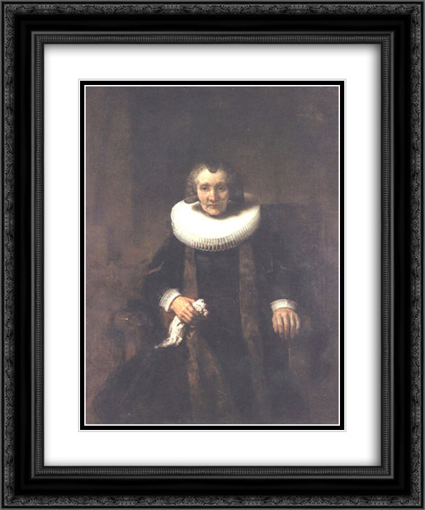 Portrait of Margheride Geer, Wife of Jacob Trip 20x24 Black Ornate Wood Framed Art Print Poster with Double Matting by Rembrandt