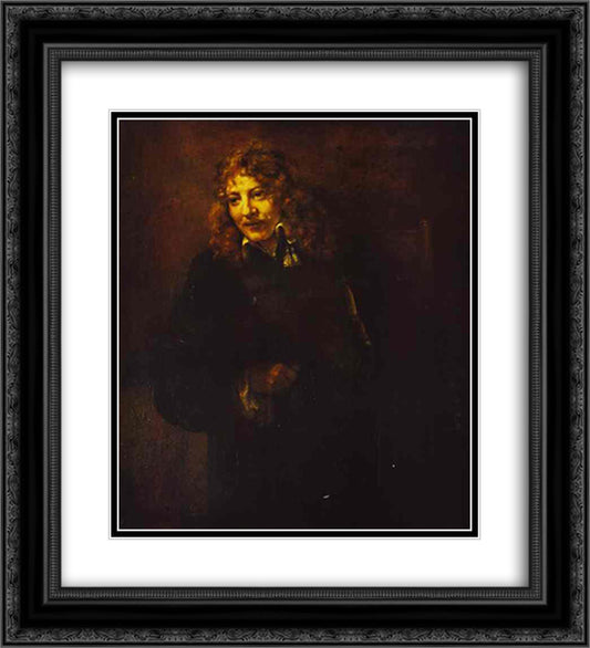 Portrait of Nicolas Bruyningh 20x22 Black Ornate Wood Framed Art Print Poster with Double Matting by Rembrandt