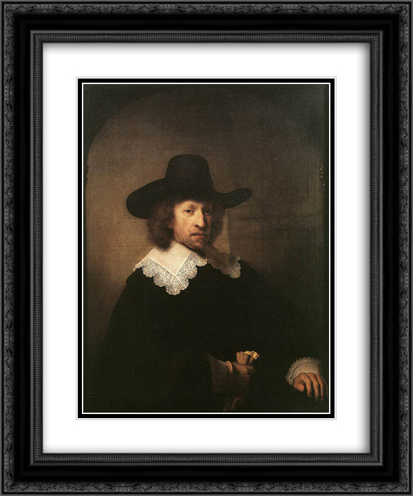 Portrait of Nicolas van Bambeeck 20x24 Black Ornate Wood Framed Art Print Poster with Double Matting by Rembrandt