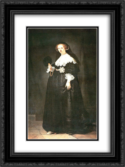 Portrait of Oopjen Coppit 18x24 Black Ornate Wood Framed Art Print Poster with Double Matting by Rembrandt