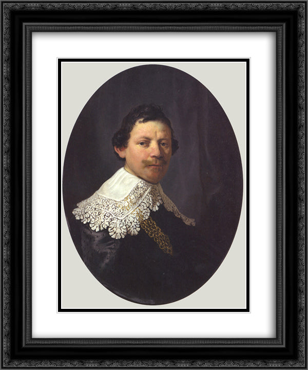 Portrait of Philips Lucasz 20x24 Black Ornate Wood Framed Art Print Poster with Double Matting by Rembrandt