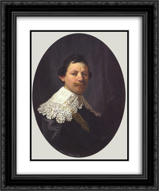 Portrait of Philips Lucasz 20x24 Black Ornate Wood Framed Art Print Poster with Double Matting by Rembrandt