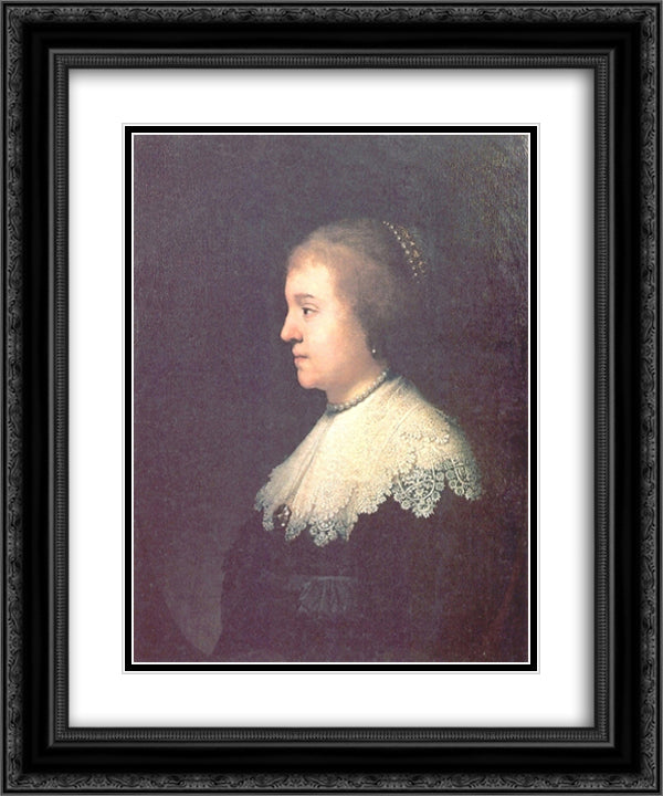 Portrait of Princess Amalia van Solms 20x24 Black Ornate Wood Framed Art Print Poster with Double Matting by Rembrandt