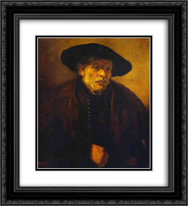 Portrait of Rembrandt's Brother, Andrien van Rijn 20x22 Black Ornate Wood Framed Art Print Poster with Double Matting by Rembrandt