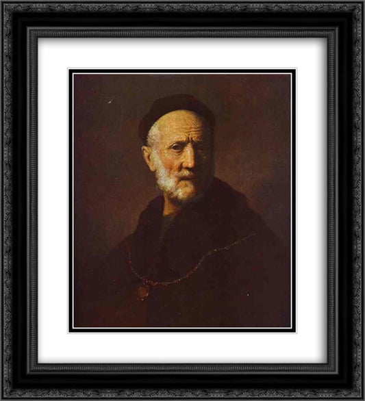 Portrait of Rembrandt's Father 20x22 Black Ornate Wood Framed Art Print Poster with Double Matting by Rembrandt