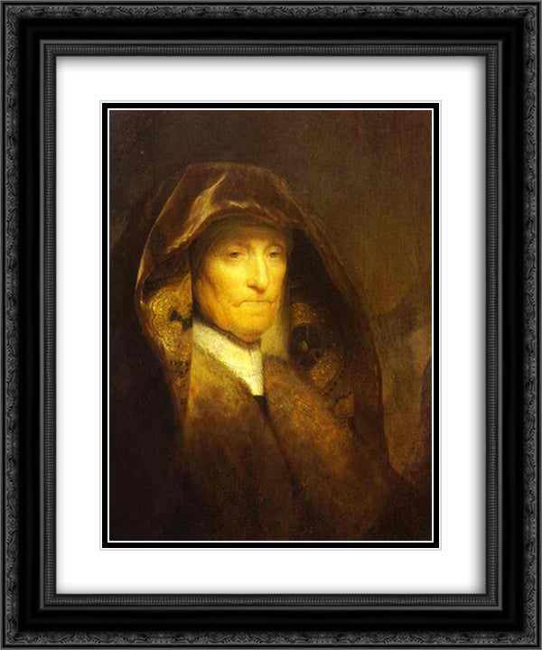 Portrait of the Artist's Mother 20x24 Black Ornate Wood Framed Art Print Poster with Double Matting by Rembrandt