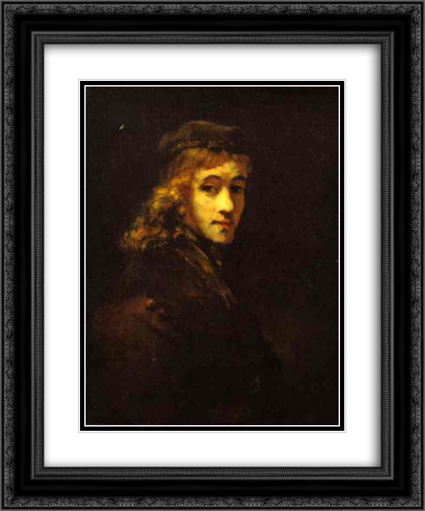 Portrait of Titus, the Artist's Son 20x24 Black Ornate Wood Framed Art Print Poster with Double Matting by Rembrandt