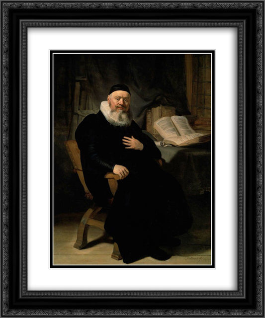 Portrait-Of-Johannes-Elison 20x24 Black Ornate Wood Framed Art Print Poster with Double Matting by Rembrandt