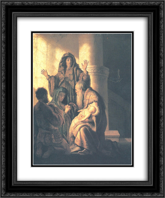 Presentation in the Temple 20x24 Black Ornate Wood Framed Art Print Poster with Double Matting by Rembrandt