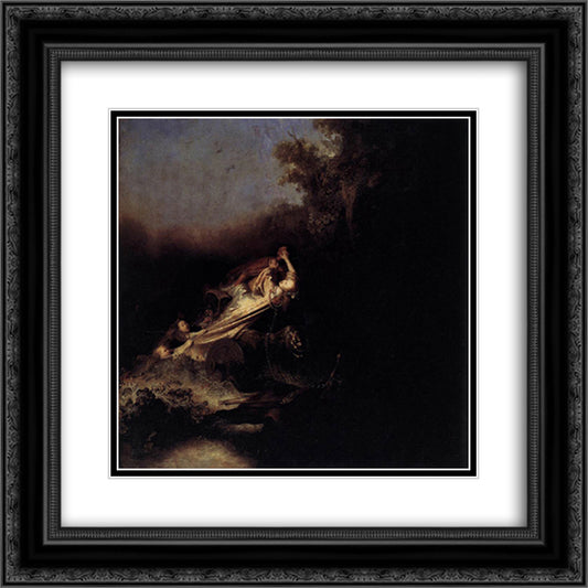 Rape of Proserpina 20x20 Black Ornate Wood Framed Art Print Poster with Double Matting by Rembrandt