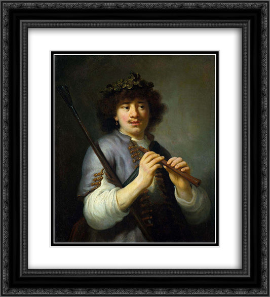 Rembrandt as Shepherd 20x22 Black Ornate Wood Framed Art Print Poster with Double Matting by Rembrandt