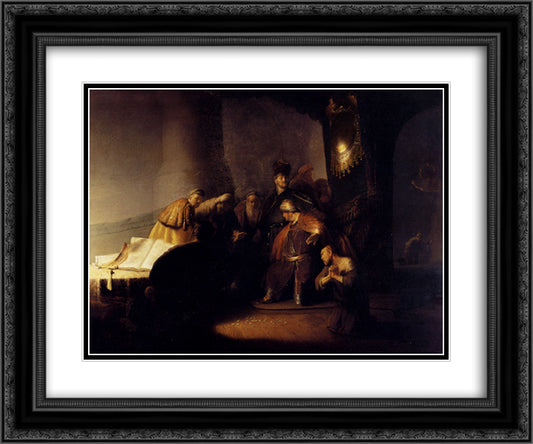 Repentant Judas Returning The Pieces Of Silver 24x20 Black Ornate Wood Framed Art Print Poster with Double Matting by Rembrandt