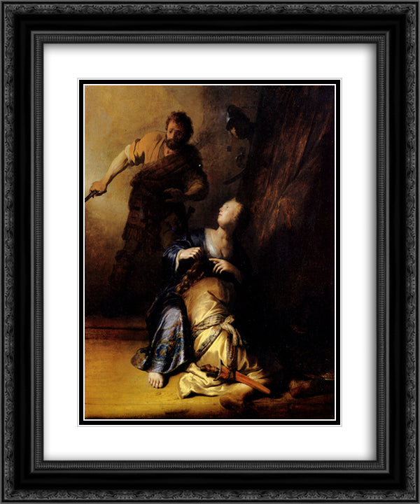 Samson And Delilah 20x24 Black Ornate Wood Framed Art Print Poster with Double Matting by Rembrandt