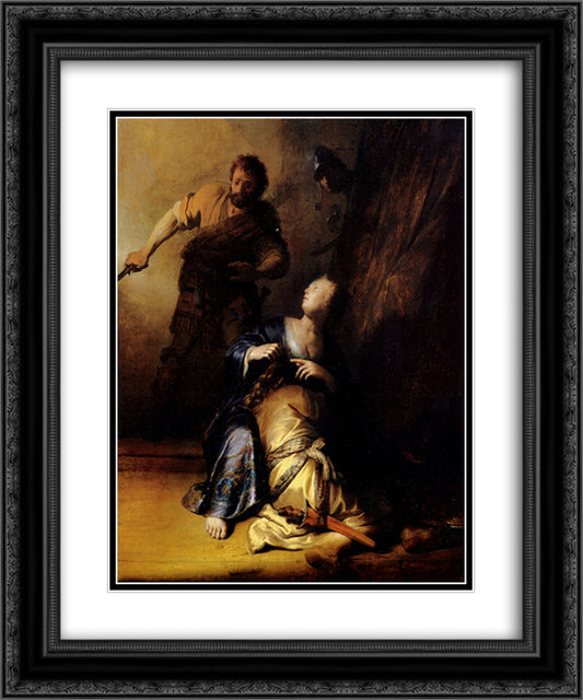 Samson And Delilah 20x24 Black Ornate Wood Framed Art Print Poster with Double Matting by Rembrandt